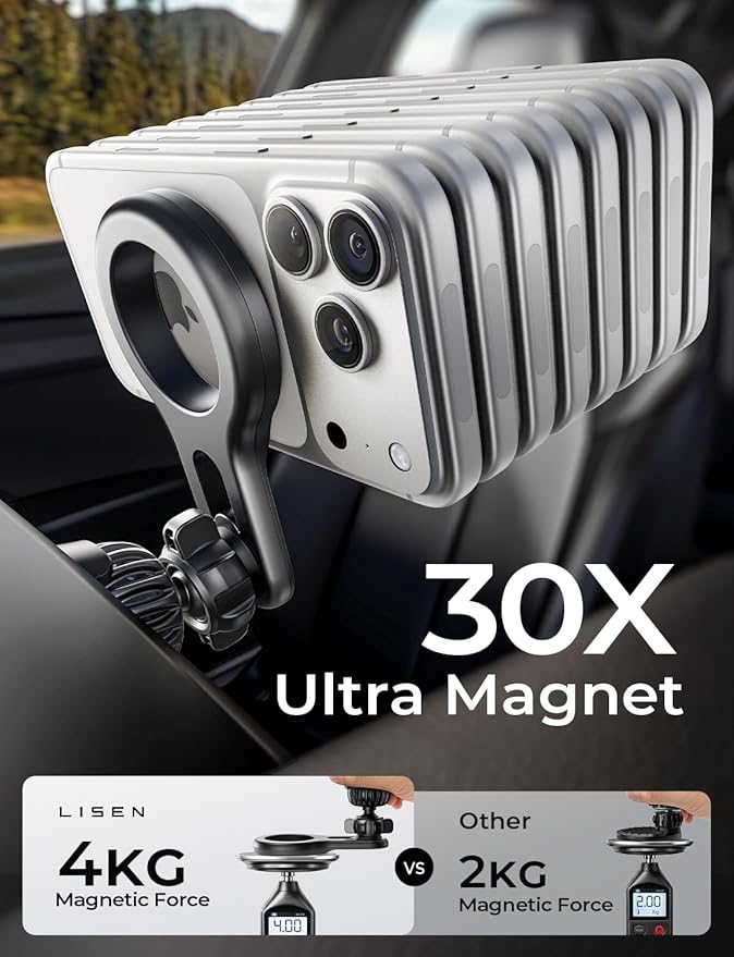 LISEN for MagSafe Car Mount, 2026 Magnetic Phone Holders for Your Car Air Vent Phone Mount, Hands Free Cell Car Phone Holder Accessories for Men Women fit iPhone 17 17e 16 15 14 13 12 Pro Max Kids