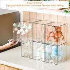 Yieach 7.6" H Baby Bottle Organizer for Cabinet,4 Pack BPA FREE Bottle Storage Organizer Baby,Clear Stackable Storage Drawers