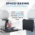 Car Back Seat Tray Table, Stable Foldable Auto Backseat Food Trays Desk for Rear Passenger Road Trip Eating & Work, Multifunctional Adjustable Travel Tray with Phone Drink Holder for Laptop iPad
