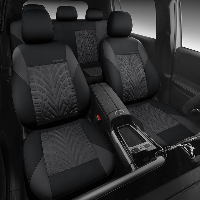 CAR PASS Neoprene Waterproof Seat Covers Full Sets, Wetsuit Car Seat Covers 5 Seats Universal Fit Vans, Truck, SUV, 3D Tyre E