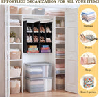 Ofiray-home 3 Tier Hanging Closet Organizer, 10 Compartments Sweater Organizer for Closet with 3 Sturdy Hooks, Closet Organiz
