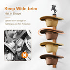 Cowboy Hat Rack, 4 Pieces Hat Rack for Cowboy with Wooden Board, Gift Cowboy Hat Holder Wall Storage-Organizer Western Hats w