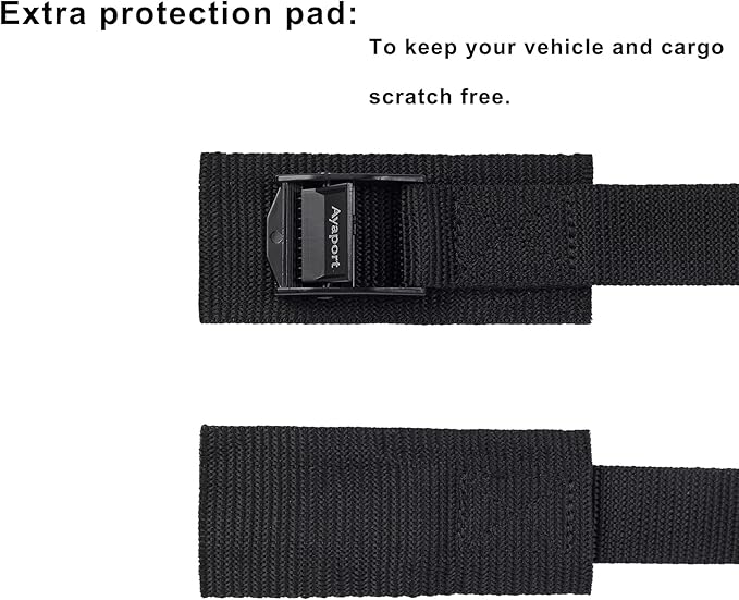 Ayaport Lashing Straps with Buckles Adjustable Cam Buckle Tie Down Cinch Strap for Packing Black 4 Pack