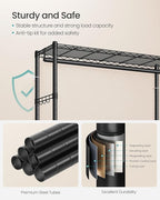 SONGMICS Heavy-Duty Rolling Clothes Rack, Garment Rack, Portable Closet on Wheels, with Adjustable Mesh Shelves and Hanging R