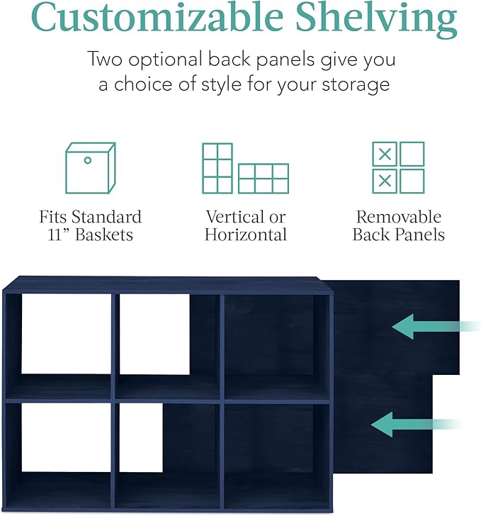 Best Choice Products Kids Bookcase 6-Cube Storage Organizer, 11in Shelf Opening, Bookshelf, Toy Storage, Customizable w/ 3 Re