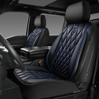 CAR PASS Piping Luxury PU Leather Two Front Car Seat Covers,Waterproof Anti- Slip Seat Covers Compatible with Front Seat Armr