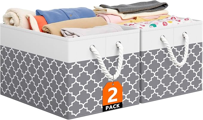 StorageTastic Storage Bin,Collapsible Storage Basket For Organizing,Large Storage Boxes With Rope Handles,Storage Containers,