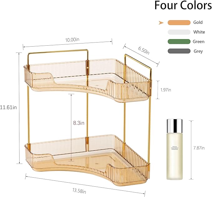 YCIA&DONE Corner Bathroom Counter Organizer, Makeup Organizer for Vanity, Skincare Cosmetic Perfume Tray, Corner Countertop S