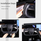 Steering Wheel Cover for Tesla Yoke Steering Wheel, Car Steering Wheel Cover for Tesla Model S 2021-Present/Model X 2021-Present Steering Wheel Accessories Black
