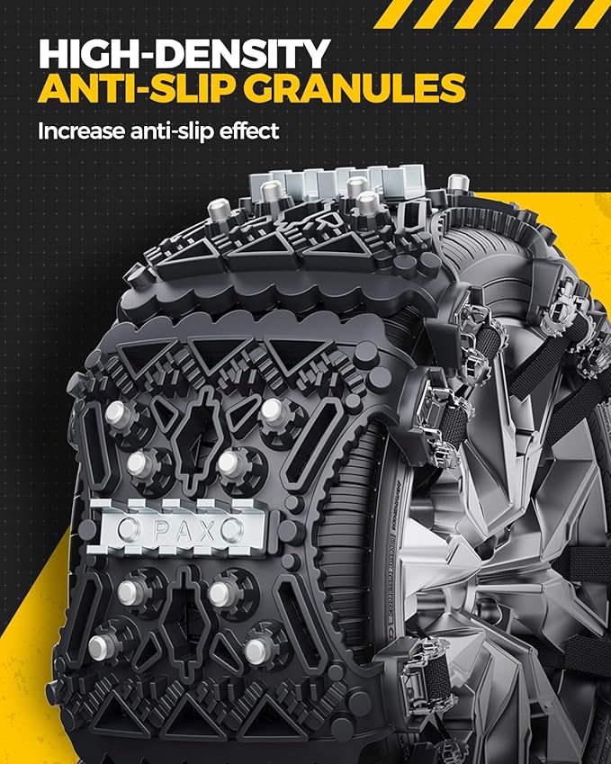 KYX Tire Chains for Car/SUV/Pickup Truks, Adjustable Universal Emergency Snow Chains for Tire, 8.7-11.1 inch, Caoutchouc, Big