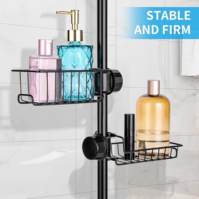 Clawfoot Tub Caddy(Shower Rod Not Included) - Stainless Steel Shower Shelves and Soap Caddy (Black)