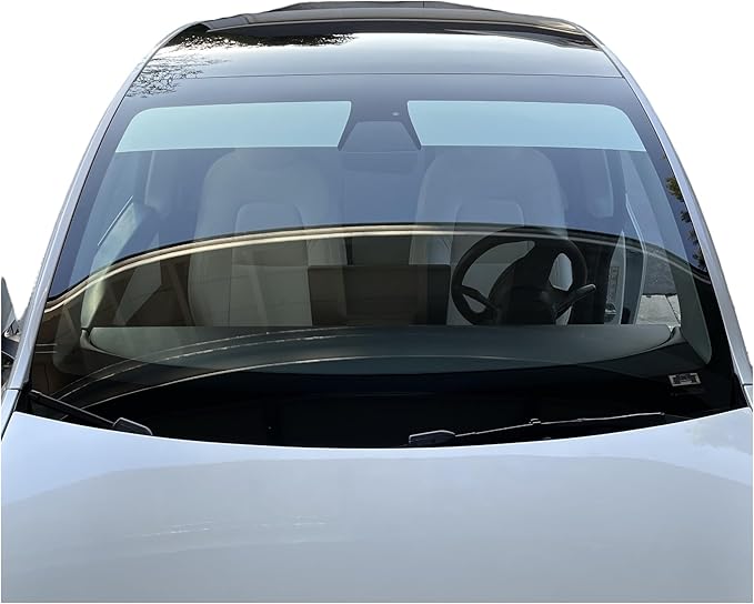 Front Windshield Sun Visor Strip Tint Film for Tesla Model Y Precut Premium DIY Car Window Tint Film (Silver)
