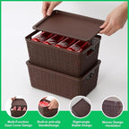 6 Pack Plastic Storage Baskets With Lids,Brown Breathable Stackable Storage Bins,Small Storage Containers,for Organizing Stor
