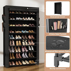 VILICK Shoe Rack with Cover Narrow Shoe Organizer with Pockets 10 Tier Tall Shoe Storage Holds 36-41 Pairs Shoes and Boots Sh