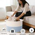 115L Extra Large Woven Cotton Rope Blanket Basket with Handles, Laundry Hamper Storage Bin for Pillows, Comforters,Clothes, T