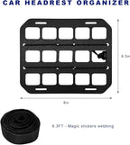 Car Visor Organizer MOLLE Panel, Auto Modular Storage Shelf MOLLE Panel with Mounting Straps, Rigid Tactical Gear Storage Rack EDC Pouch Tool for Most Vehicle Sun Visors (Headrest Panel)