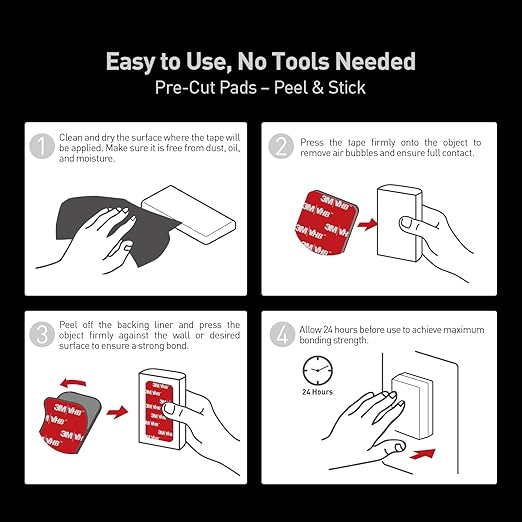 3M Double Sided Adhesive Pads for Dash Cam Mount 2.8" x 2.8" 6 Pack Heavy Duty Mounting Tape for Windshield GPS Camera Holder Dashboard & Outdoor Automotive Applications