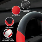 West Llama Customized Auto Car Steering Wheel Cover for Toyota Camry Rav4 Corolla Highlander (Black+Red)
