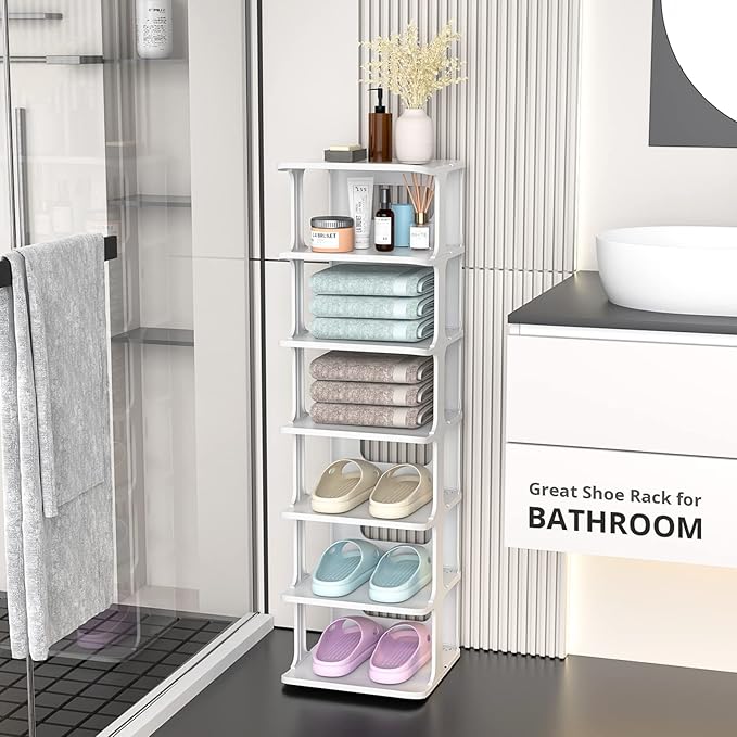 ZOINLIY Stackable Shoe Organizer for Closet, Small Shoe Rack for Entryway, Bedroom, Dorm Rooms, Free Standing Shoe Shelf, Pla