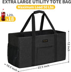 GhvyenntteS Extra Large Utility Tote Bag, Stand Up Utility Tote with Metal Wire Frame & Hard Bottom Board, Reusable Grocery Bags With Handles, Extra Large Beach Bag, Collapsible Car Tote