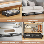 Under Bed Storage Containers with Clear Lid, Large Under Bed Storage with Wheels,6.22"H Under Bed Containers Rolling Under Be