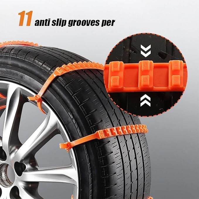 Reusable Anti Snow Chains, Universal Reusable Anti-skid Nylon Tire Chains, Adjustable Portable Plastic Non-Slip Cable Tie, Em
