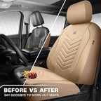 CAR PASS 3D Foam Mesh Leather Car Seat Covers Front Seats, Tan Breathable Front Seat Cover for Cars, Comfortable Universal Fi