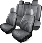 Leather Car Seat Covers, Waterproof Horizontal Stripes Front and Rear Car Seat Cover, Breathable Automotive Seat Covers for S