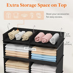 Lifewit Dual-Row Shelf Hanging Closet Organizer and Storage, Clothes Shelves with 3 Sturdy Hooks for Clothing Organization, F