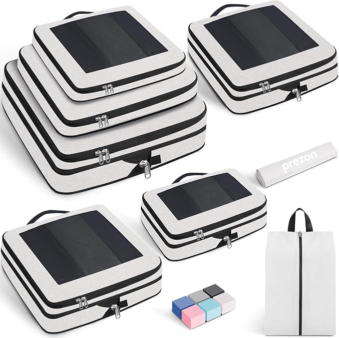Compression Packing Cubes for Travel, Lightweight Vacation Travel Essentials, Travel Accessories for Suitcase Organizer Bags 