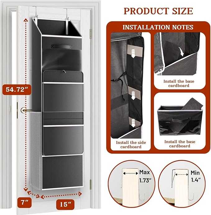 Ofiray-home 2-in-1 Wrapping Paper Organizer Storage, Over Door or Under Bed Organizer with Removable Drawer & 4 Clear Pockets
