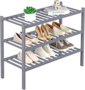 ROMGUAR CRAFT 3 Tier Bamboo Shoe Rack for Closet Free Standing Wood Shoe Shelf Storage Organizer for Entryway Small Space Sta