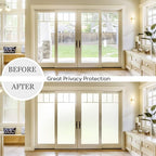 HIDBEA Frosted Window Privacy Film Heat Control UV Blocking, Static Cling Non-Adhesive Reusable Door coverings for Bathroom Home Office (White Frosted 29.5 Inch x 6.5 Feet)