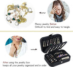 Hatori Travel Jewelry Box, PU Leather Small Jewelry Organizer for Women Girls, Portable Mini Travel Case Display Storage Hold