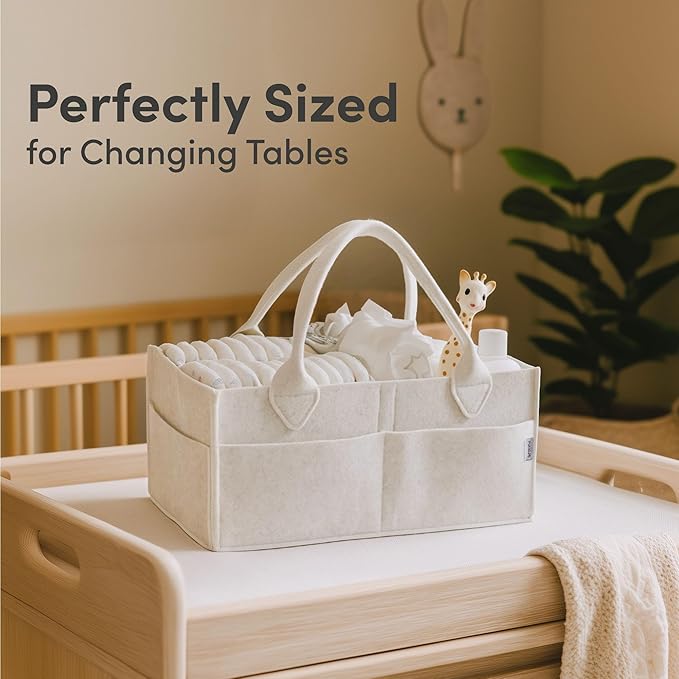 PUTSKA Baby Diaper Caddy Organizer - Nursery Storage Basket for Diaper Station, Baby Basket Shower List and Registry Gift Mus