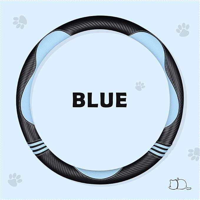 HighnessHwoo Car Steering Wheel Covers for Women Girl Padded Carbon Fiber PU Leather Cute Cartoon Auto Interior Accessories f