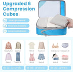 Compression Packing Cubes for Travel, Lightweight Vacation Travel Essentials, Travel Accessories for Suitcase Organizer Bags 