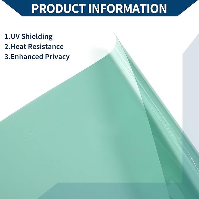 Car Window Tint Film Window Privacy Film Car Carbon 2PLY PET 9.84 ft x 19.69 Inch 1 Pc Green VLT 65% IRR 15% UVR 47%