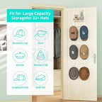 HapiRm Over Door Hat Rack - Wall Mounted Hat Holder with 6 Hooks and Metal Basket Design, Baseball Cap Organizer Storage Up t
