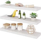 Ballucci Floating Shelves for Wall, 24" Wood Wall Shelf Set of 3, Invisible Brackets Floating Shelf, Decor Living Room, Bathr