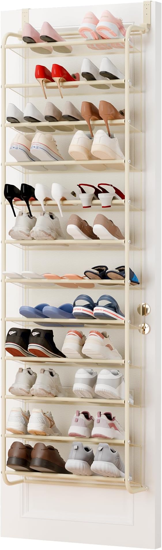 Whitmor 36 Pair Over The Door Shoe Organizer, 12 Tier Hanging Shoe Organizer, Heavy Duty Metal & Mesh Shoe Holder, Hanging Sh