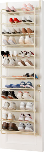 Whitmor 36 Pair Over The Door Shoe Organizer, 12 Tier Hanging Shoe Organizer, Heavy Duty Metal & Mesh Shoe Holder, Hanging Sh