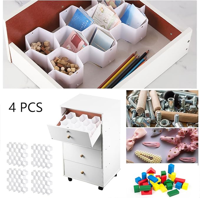 Ohlove 32Pcs Honeycomb Drawer Organizer Divider for Underwear Socks Bras Ties Belts Scarves (112 Slots)