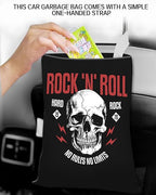 Car Trash Can, Durable Hanging Car Trash Garbage Bag, Cute Automotive Garbage Cans Organizer, Black Rock Skull