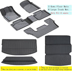 Floor Mats & Large Trunk Mat for 2016-2024 2025 Dodge Durango（Only Fit 6 Seats）-2nd Row Bucket Seat,TPE All Weather Protection 3 Rows Car Floor Liners with Large Cargo Liners