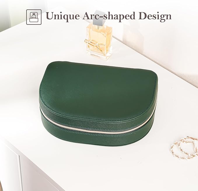 ProCase Travel Size Jewelry Box, Large Portable Seashell-Shaped Jewelry Case, 2 Layer Jewelry Organizer in PU Leather for Wom