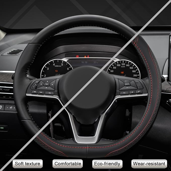 West Llama Customized Auto Car Steering Wheel Cover for Nissan,D Shaped Steering Wheel Cover for Rogue,Altima,Kicks (D-Shaped