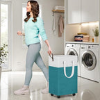HomeHacks 90L Large Rolling Laundry Basket, Laundry Hamper with 4 Smooth Wheels, Collapsible Waterproof Clothes Basket, Frees