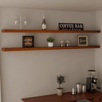IEO Long Wooden Floating Shelves for Room Wall, Natural Wood Floating Shelves Wall Mounted Kitchen Shelf for Living Room, Bed