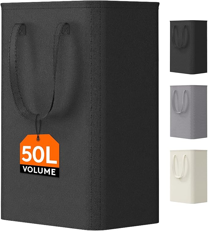 Lifewit 50L Slim Laundry Hamper, Narrow Small Laundry Basket with Handle for Dirty Clothes, Collapsible Tall Thin Laundry Bin